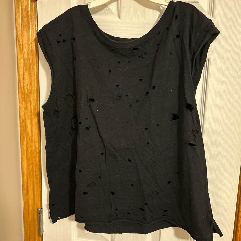 Black distressed short sleeve tee #grungevibes forever 21 plus 1X